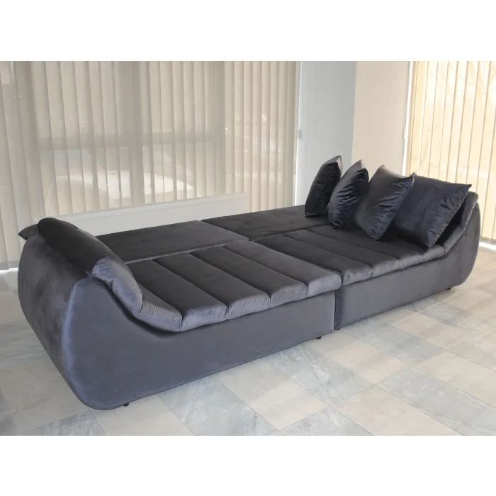Canapea extensibilă 4 locuri Party,cu ladă,gri antracit,300x105x75,4C