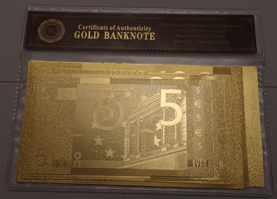Set Bancnote 5€ - 500€ din Polimer Placat cu Aur