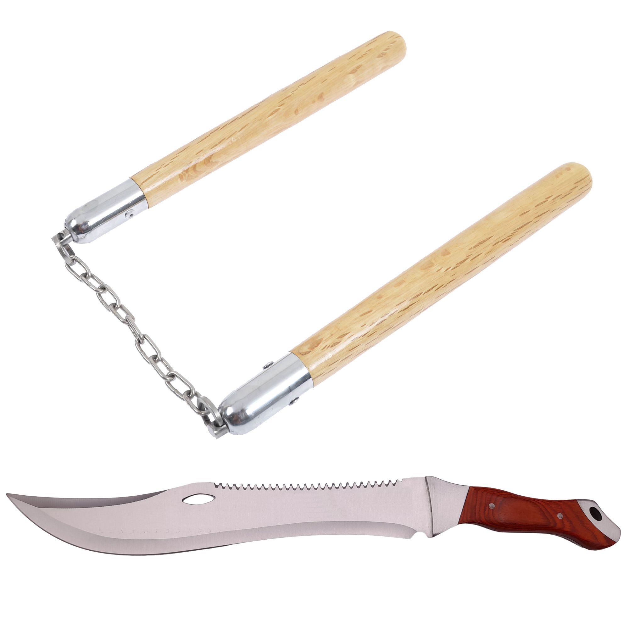 Set maceta vanatoare IdeallStore, Knife of Mind, 46 cm si nunceag lemn