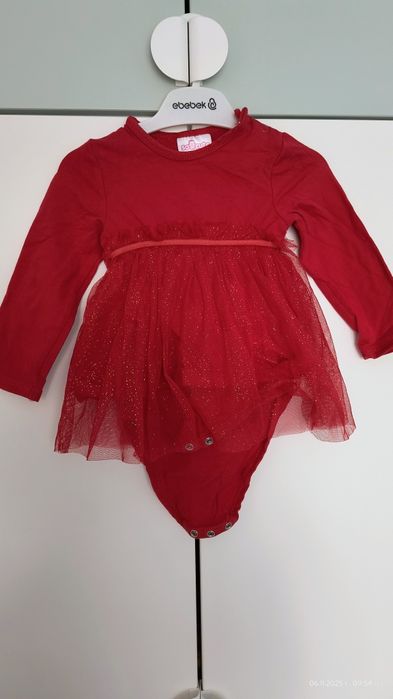 Много красива Коледна бебешка рокля-боди