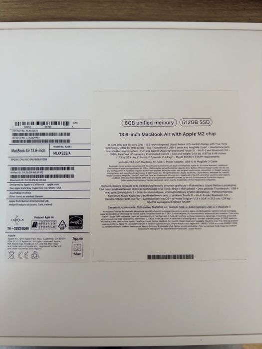 Apple MacBook Air 13,6" M2 8gb 512gb 99%