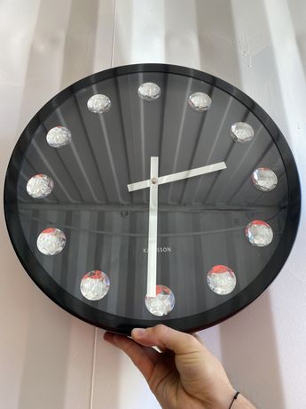 Черен стенен часовник с кристали - KARLSSON