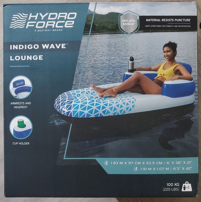 Sezlong plutitor Hydro-Force, albastru, 183x97 cm