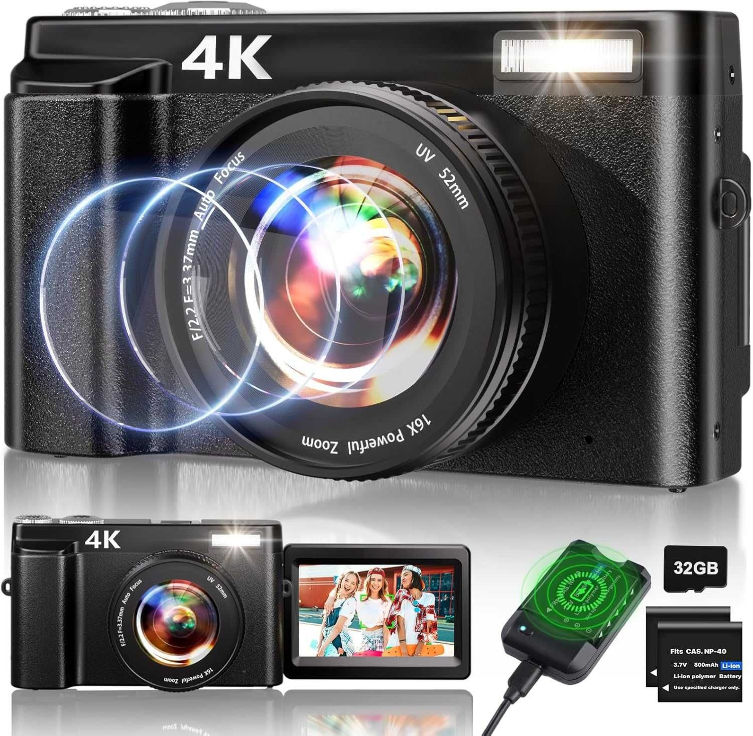 4K Digital Camera,48MP Autofocus Video Camera