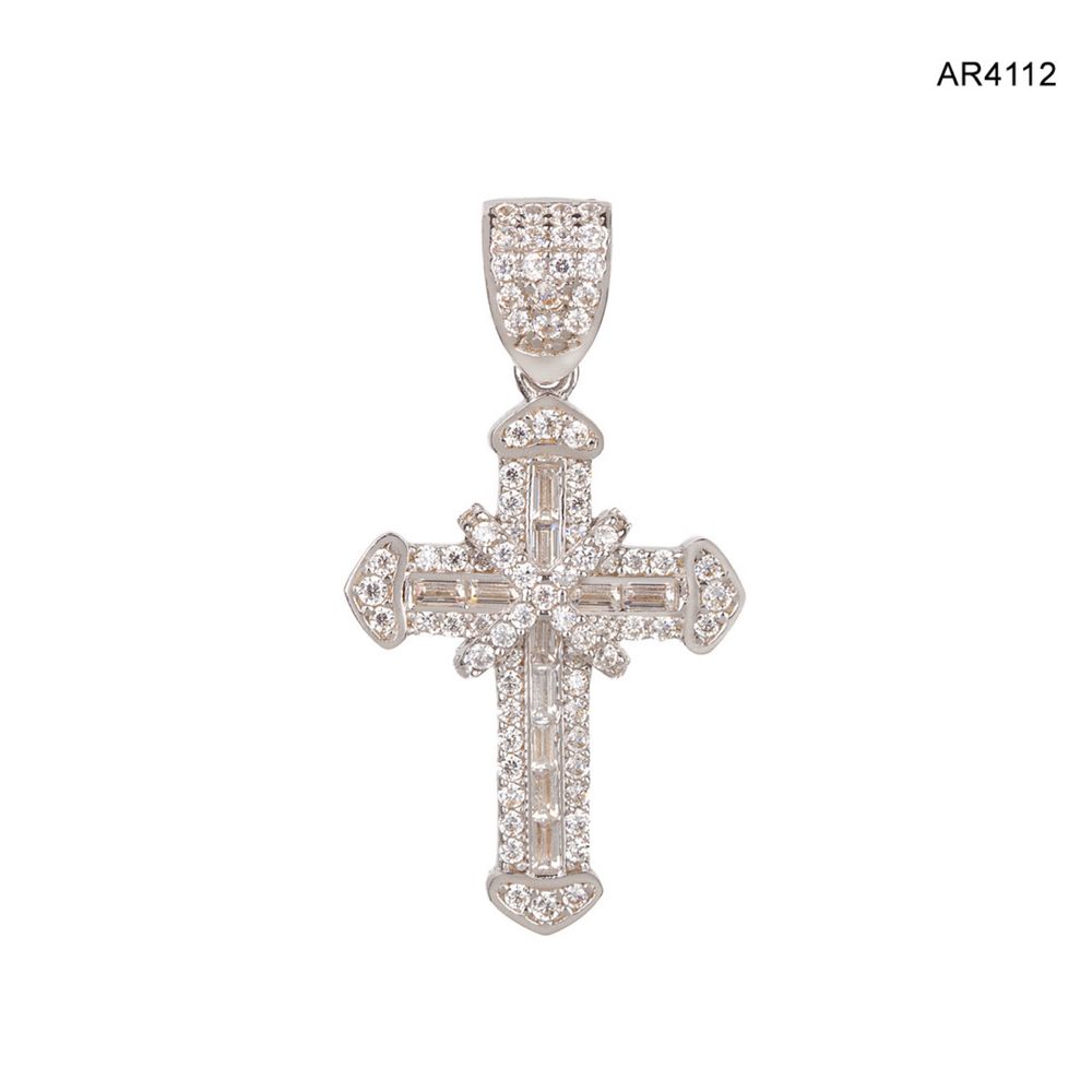 Pandantiv Aur Alb 14K tip CRUCE model deosebit ARJEWELS(AR4112)