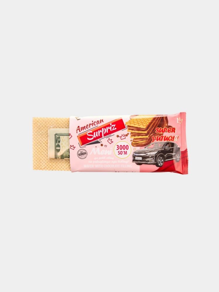 Vafli yutuqli, american surpriz