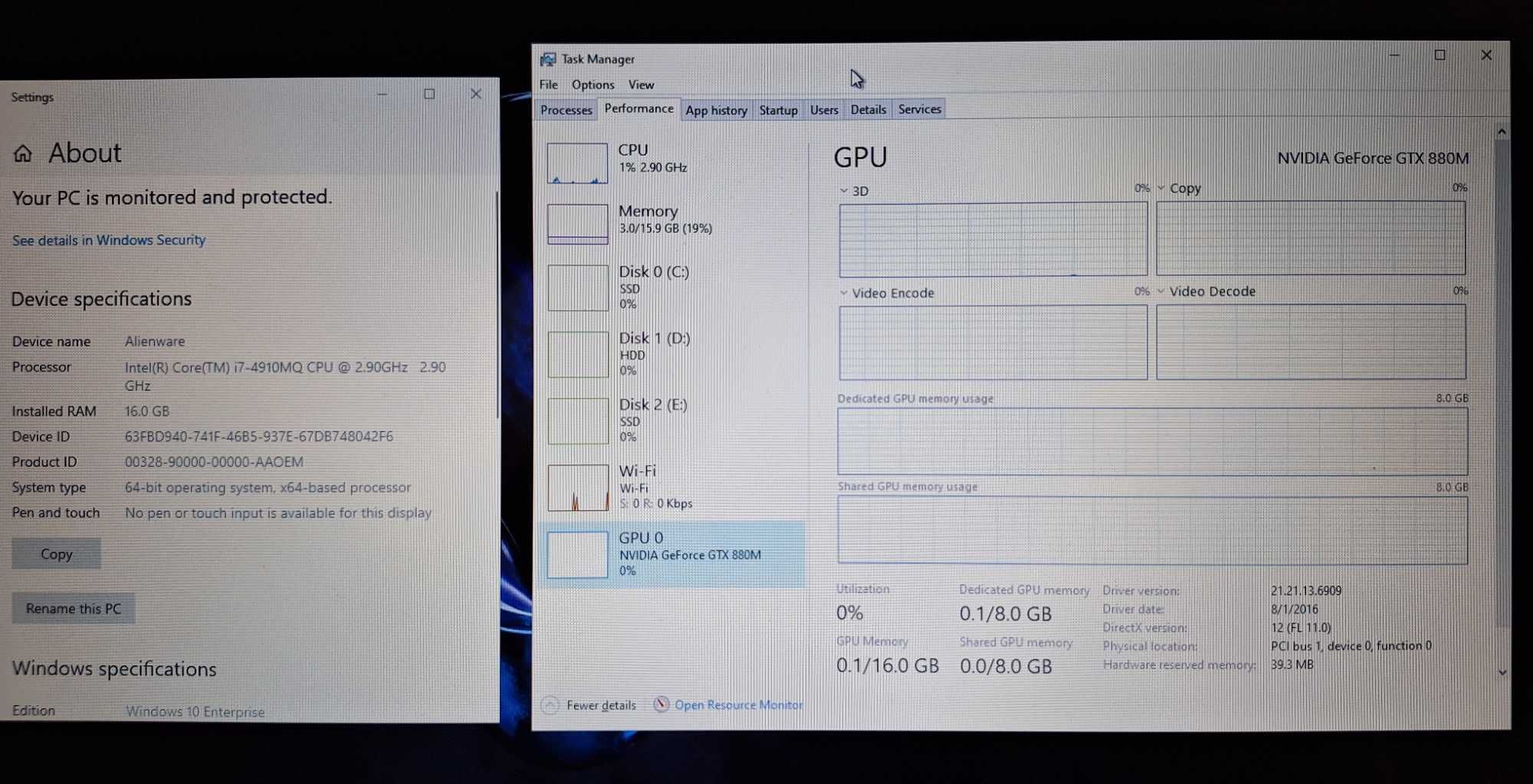 17.3' 120hz Alienware 17 i7-4910МQ/GTX 880M 8GB GDDR5/16GB/256GB+80GB