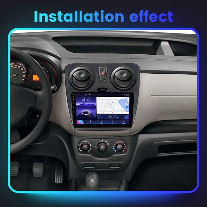 Navigatie Android 14 RENAULT Dokker Lodgy 1/8 Gb Waze CarPlay + CAMERA