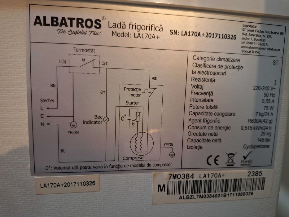 Lada frigorifica Albatros LA170A+