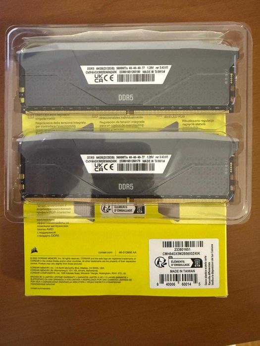 Memorie Corsair VENGEANCE® RGB, 64GB DDR5, 5600MHz CL40,AMD EXPO