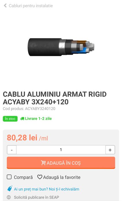 Cablu ACYABY 3X240+120