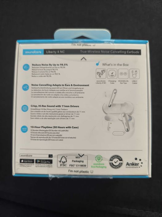 Нови бели безжични слушалки Anker SoundCore Liberty 4 NC (2г гаранция)