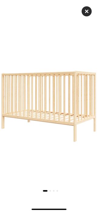 Patut din lemn Hubners Dominic 120x60 cm natur cu saltea