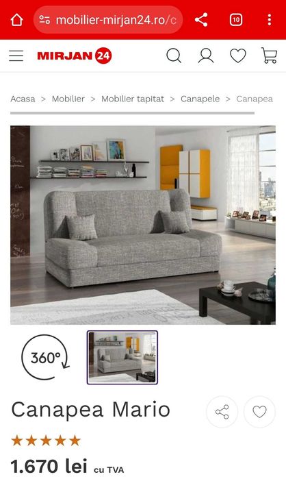 Vand canapea extensibila gri