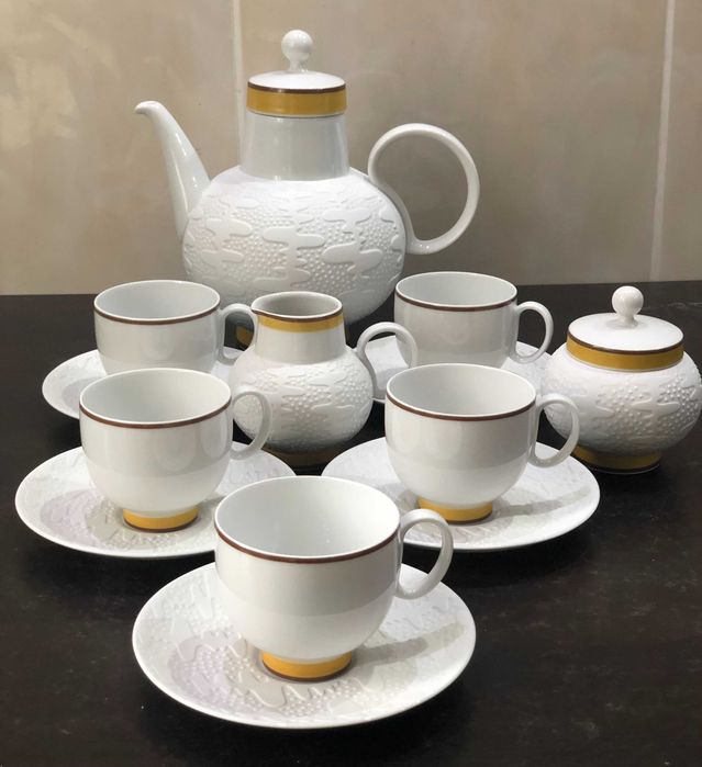 Serviciu din portelan alb biscuit Heinrich H & Co Selb Bavaria Germany