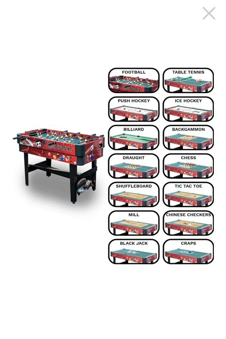 Masa de joc multifunctionala Carromco Multifun-XT, 14 in 1, Tije teles