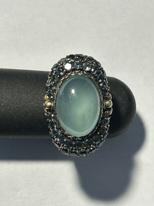 inel argint 925 + aur 18 kt Barbara Bixby colectie vintage blue topaz