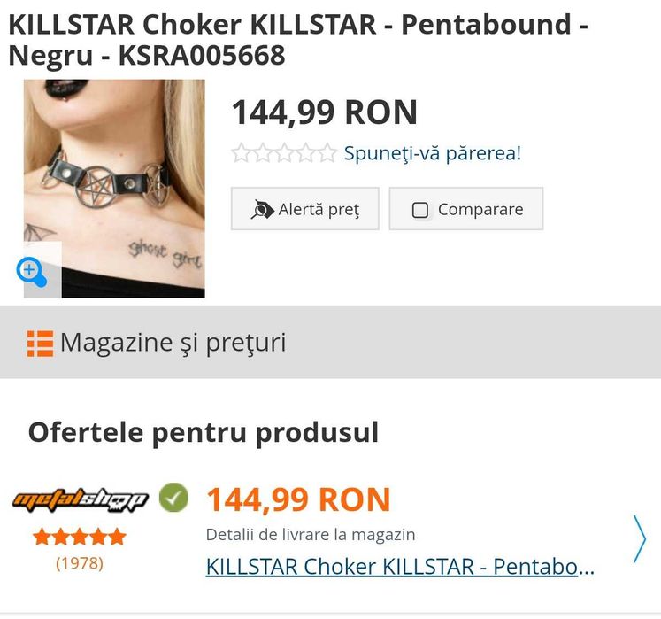 Choker Killstar din piele