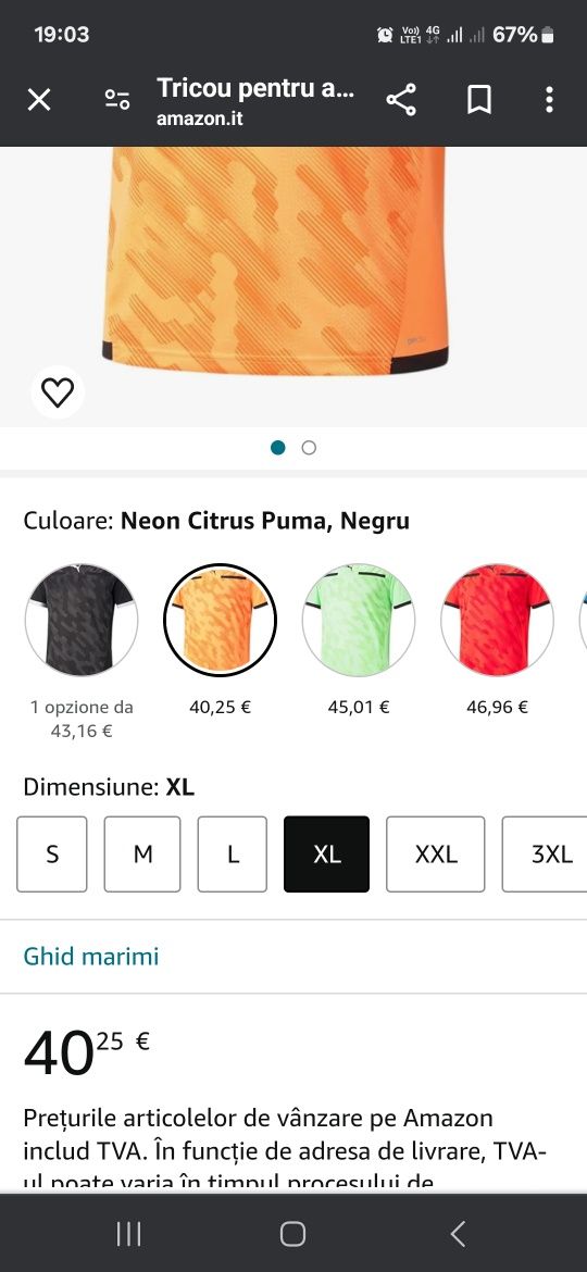 Tricou "Arbitru", Puma, Portocaliu, XL