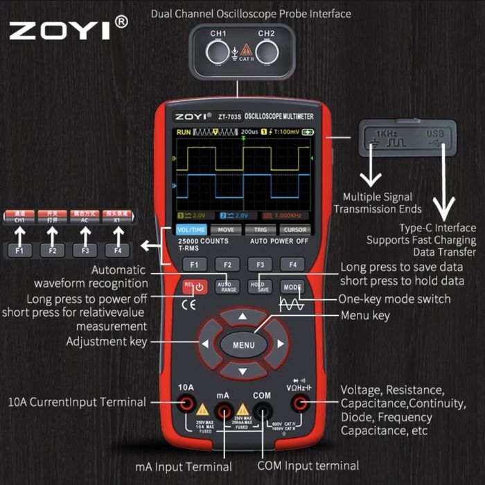 Мульииметр-осциллограф ZOYI ZT-703S