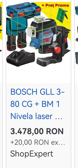 Nivela laser Bosch GLL 3-80 CG Nou 2025 ca și Hilti Dewalt Makita