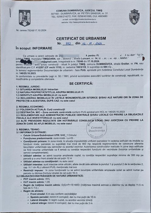 Vand teren Dumbravita