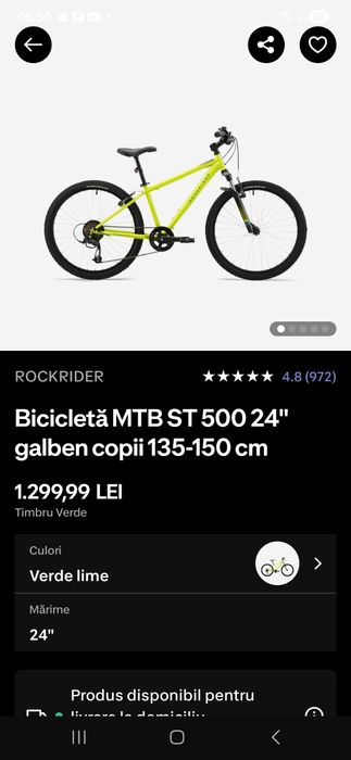 Bicicleta RockRider ST500  24 ( diametru roata 60 cm) ,