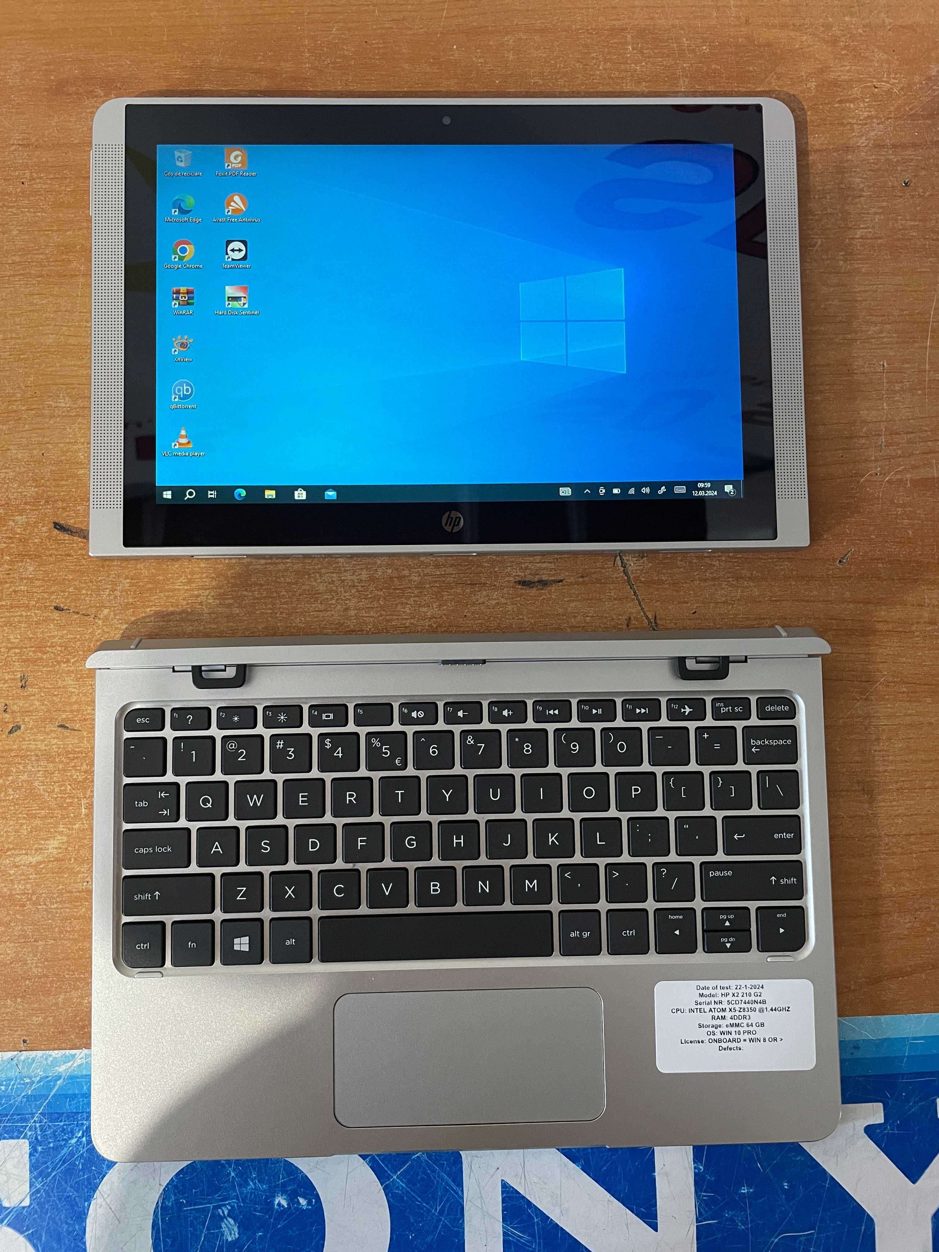 Tableta 2 in 1 Touchscreen  HP x2 210 G2 / 25 cm Garantie 2 ani