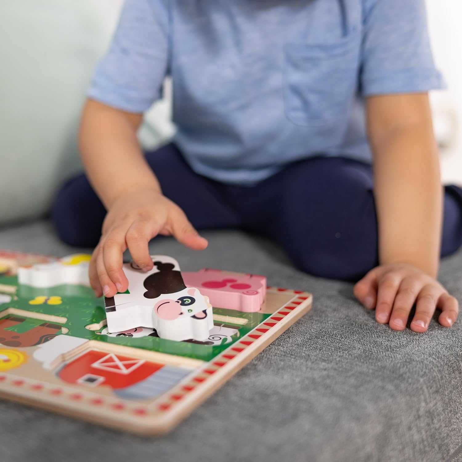 Дървена дъска за активности Дървен пъзел Melissa & Doug - 6 вида