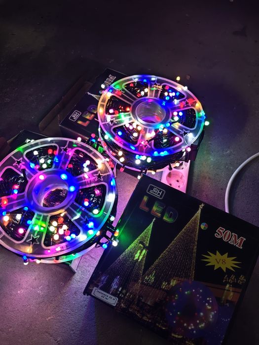 Instalatie la rola ,șir, 50m , multicolora,leduri MARI