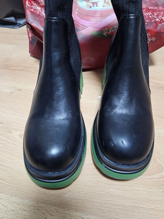 Дамски боти кожа и текстил