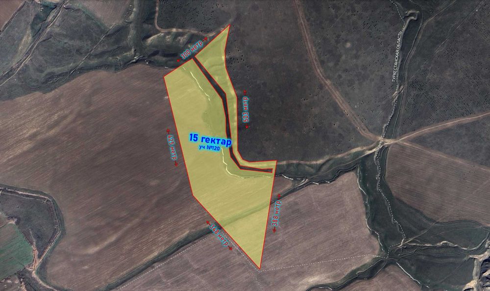Участок сатылады, Ордабасы ауданы, Шубарсу е/м уч №120 - 15 гектар