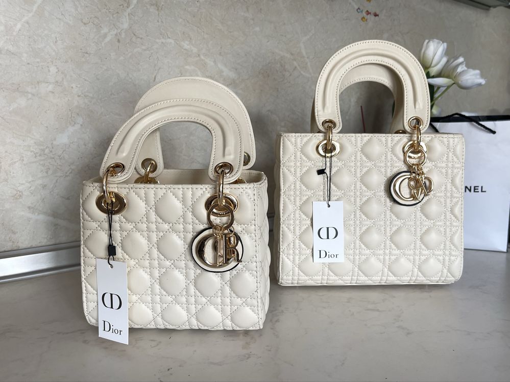 Чанта Lady Dior mini екрю