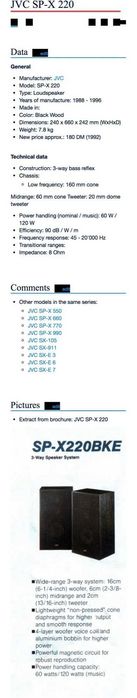 Boxe JVC SP-X220 BKE 120W
