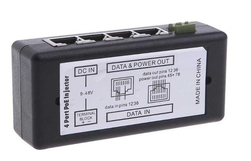 4/8Порт POE Injector Splitter DC Мрежови Инжектор IP NVR POE 12~48V