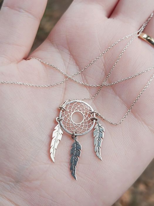 Colier/lant din argint 925, cu pandantiv argint 925, dreamcatcher
