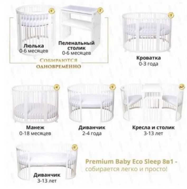Кроватка-трансформер 8в1 Premium Baby