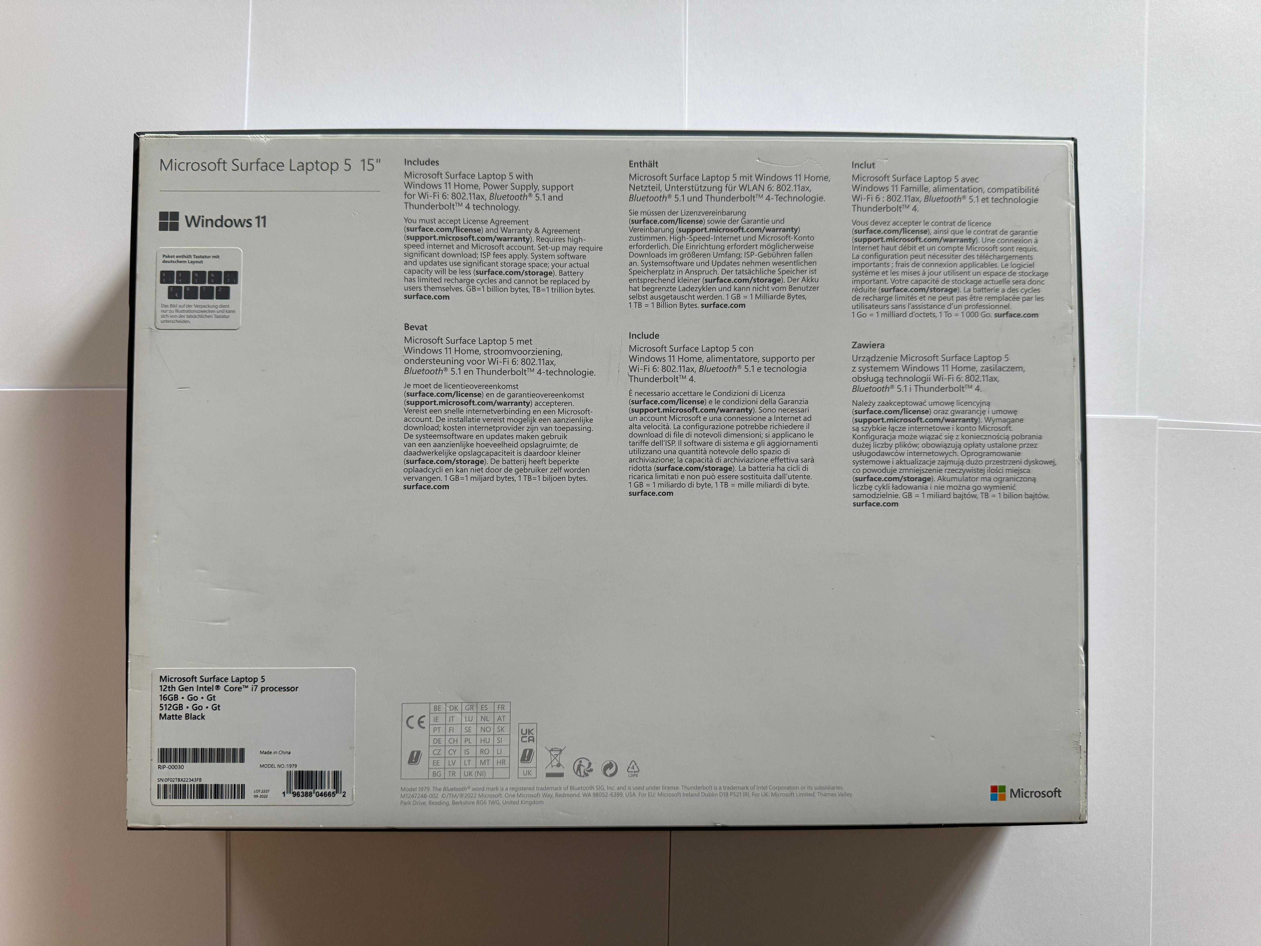 Microsoft Surface Laptop 5 - 15" ! NOU / I7 Gen - 512 Gb ! NOU !