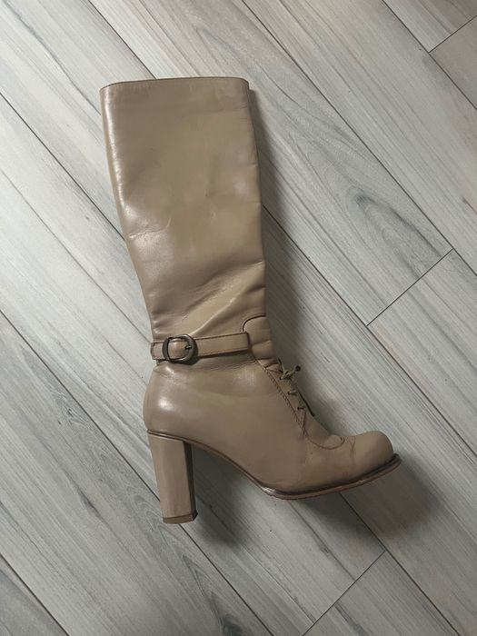 Cizme piele bej captusite