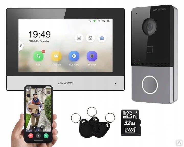 Видеодомофона Hikvision DS-KIS603-P (B)(O-STD) .  Для дома.