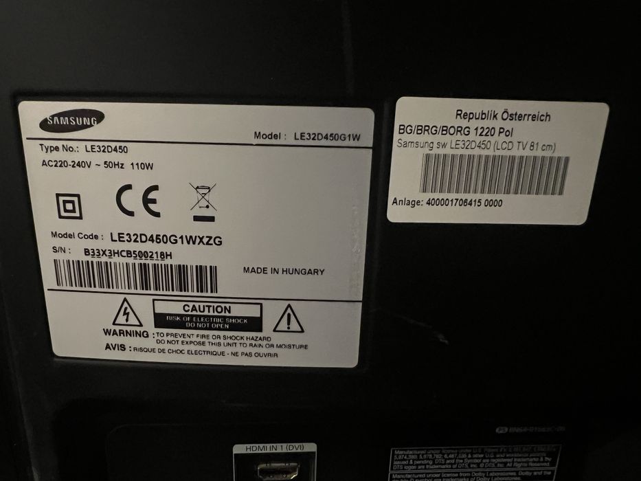 Vand televizor Samsung LE32D450  diagonala 81 cm