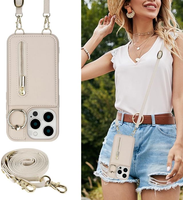 Husă portofel ZVE Magsafe Crossbody,piele,pt iPhone 13 Pro Max, nou
