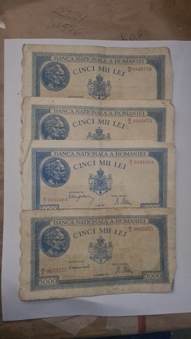 Bagnote 5000lei -1945-1944(August,Martie,Octombrie ,Mai)