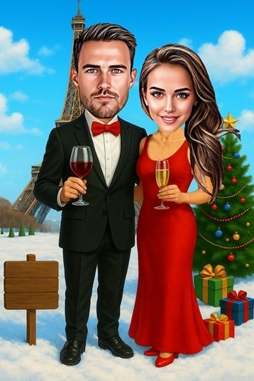 Карикатура по снимка за Коледа! Уникален подарък за любим човек!