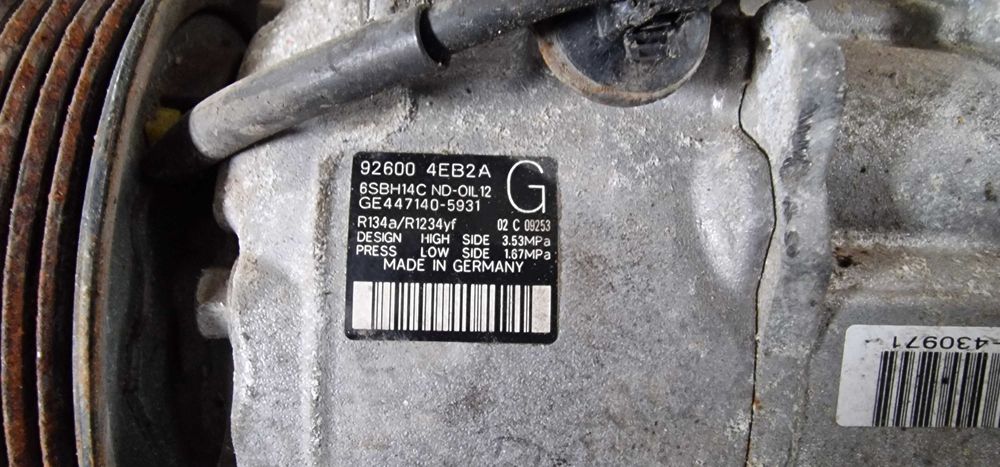 Compresor Clima Qashqai Renault Kadjar Captur Clio 1.5 dci  926004EB2A