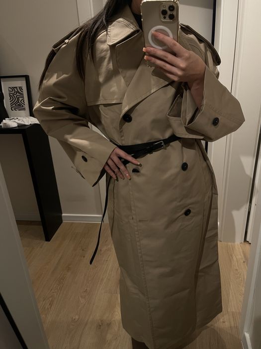Water repellent oversized trench coat
