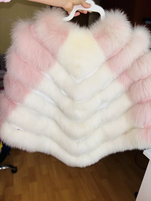 Haina/Capa/Poncho  blana naturala vulpe