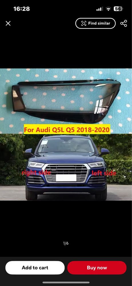 Sticla geam capac stanga dreapta far Audi Q5 II 20018-2019-2020
