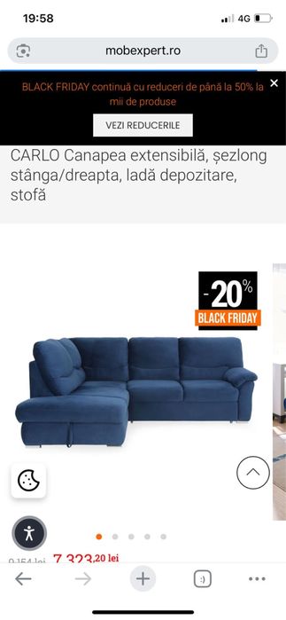 Coltar 3 locuri extensibil Mobexpert