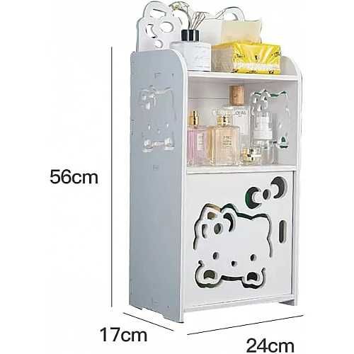 Стилно, детско бяло нощно шкафче с дизайн Hello Kitty на три нива